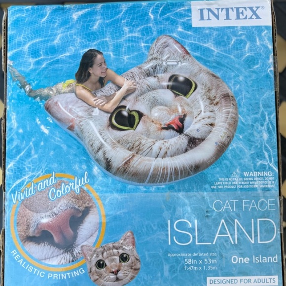 NEW Intex Cat Face Island Pool Float X Large Pool Float by Intex - Picture 5 of 7